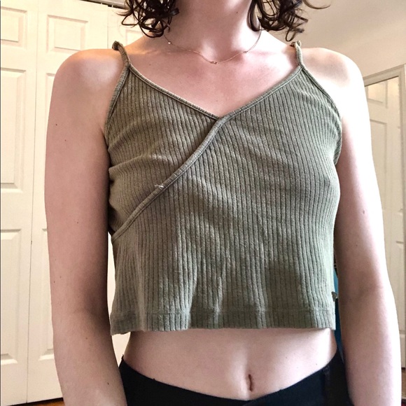 Army Green ribbed detailed tank top - Picture 2 of 2